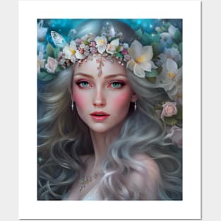 SUMMER FLOWERS FAIRY MAIDEN Posters and Art